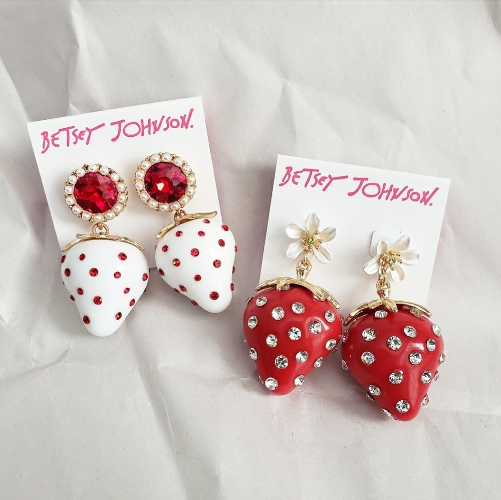 NWT Betsey Johnson Strawberry Earrings